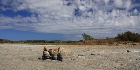 dry lagoon behind the beach of Cala Brandinchi