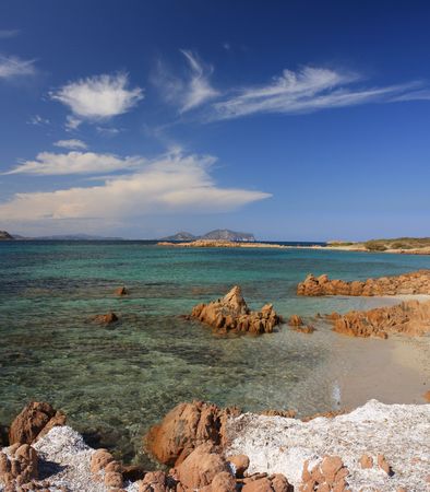 Beautiful seaview with deep blue sky and crstal waterの写真素材