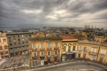 Port district scenary of european maritime cityの写真素材