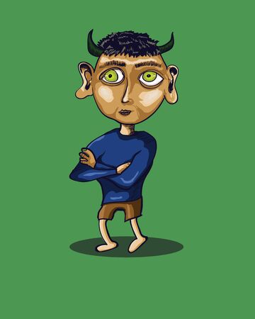 Demon Kid, vector illustrationのイラスト素材