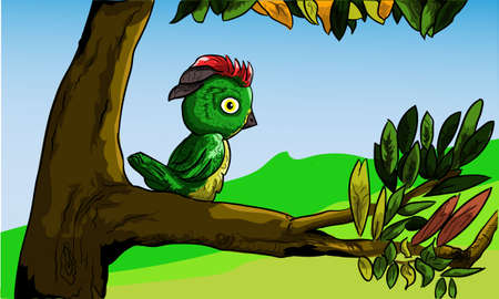 Bird cartoon illustration for children's bookのイラスト素材