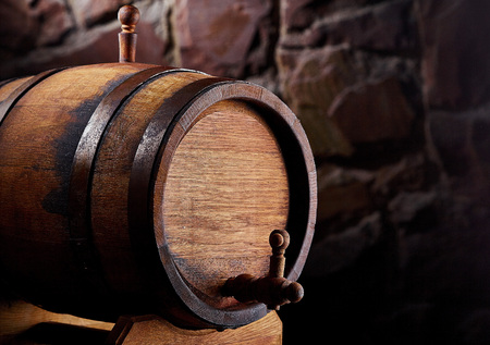old wooden barrel copy space.Barrel for alcoholの写真素材