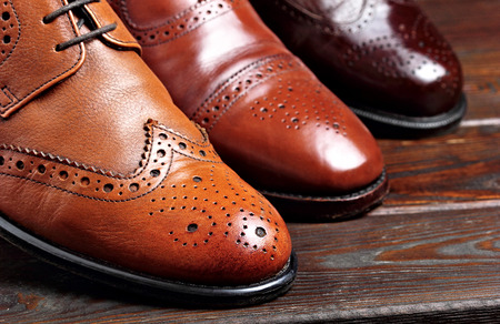 Fashion classical polished men's brown oxford brogues.Selective focusの写真素材