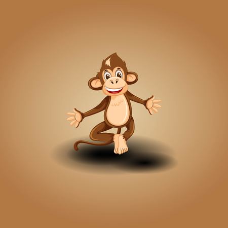 cute monkey on vintage backgroundのイラスト素材