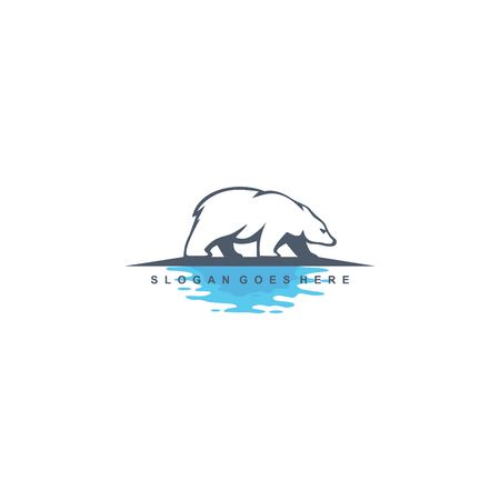 cute bear on water logo deswign vectorのイラスト素材
