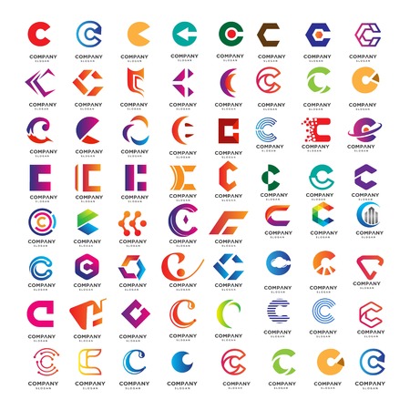 set of abstract C letter logo collectionのイラスト素材