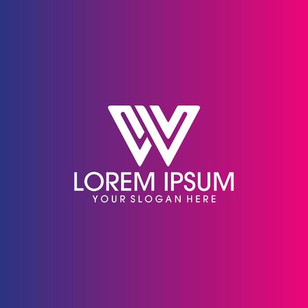 abstract W letter isolated on purple backgroundのイラスト素材
