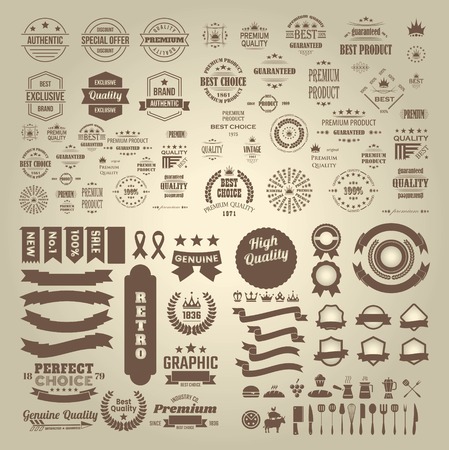 set of premium label vintage retro vectorのイラスト素材