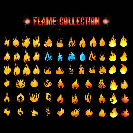 set of flame collection logo design vectorのイラスト素材