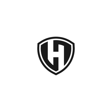 H letter with shield logo design vectorのイラスト素材