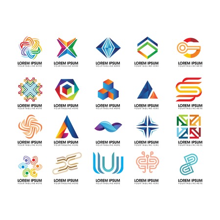 set of abstract logo design element vectorのイラスト素材