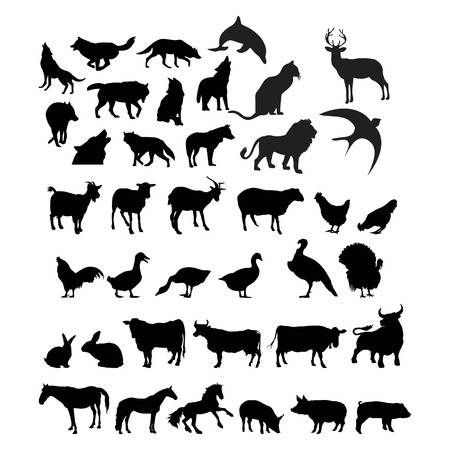 set of animal wildlife and farm logo design vectorのイラスト素材