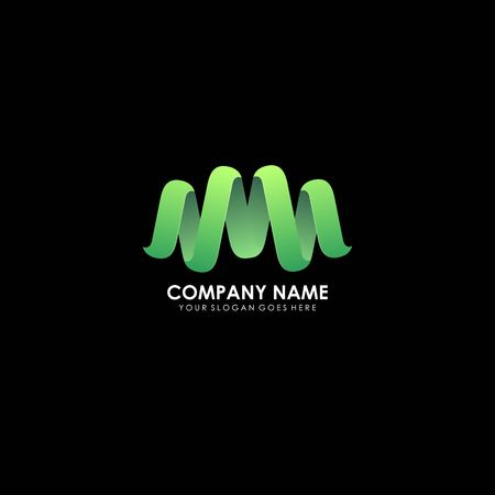 abstract spiral logo with neon green color isolated on black backgroundのイラスト素材