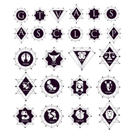set of zodiac logo design templateのイラスト素材
