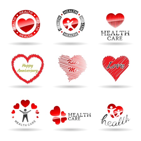 set of heart  logo design vectorのイラスト素材