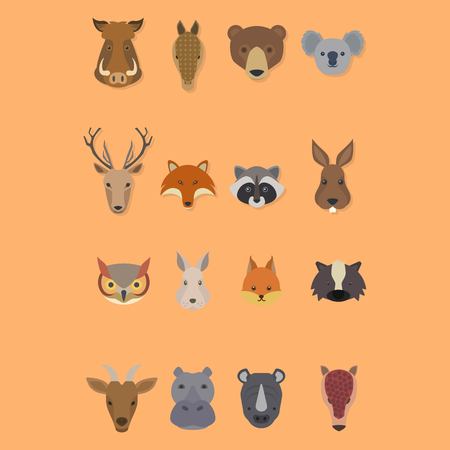 set of head animal logoのイラスト素材