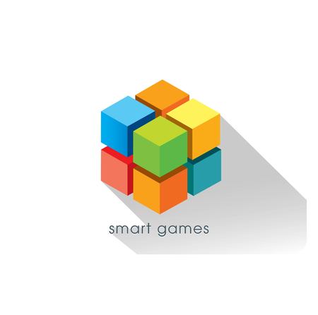 abstract cube with 3d concept - logo design vectorのイラスト素材