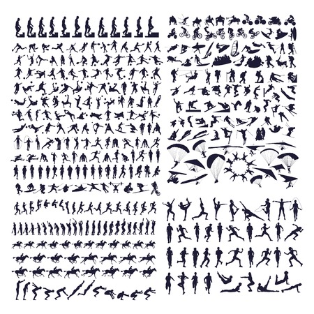 set of sport people silhoutte - logo design vectorの販売画像