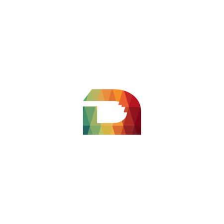 abstract D letter with triangle mozaic logo design vectorのイラスト素材