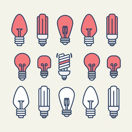set of bulb and lamp - logo design vectorのイラスト素材