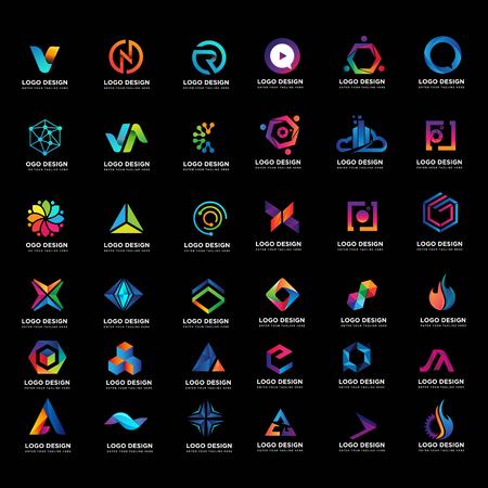 set of abstract logo design element for your businessのイラスト素材