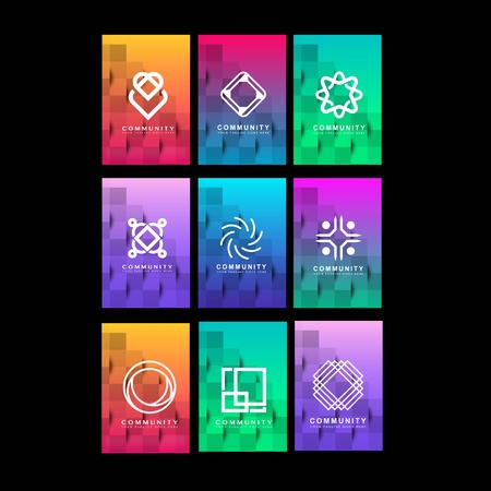 set of abstract modern background and banner -logo design vectorのイラスト素材