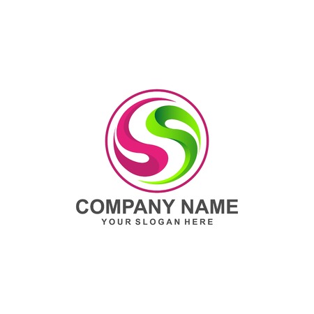 abstract SS letter logo with circle -  logo design vectorのイラスト素材