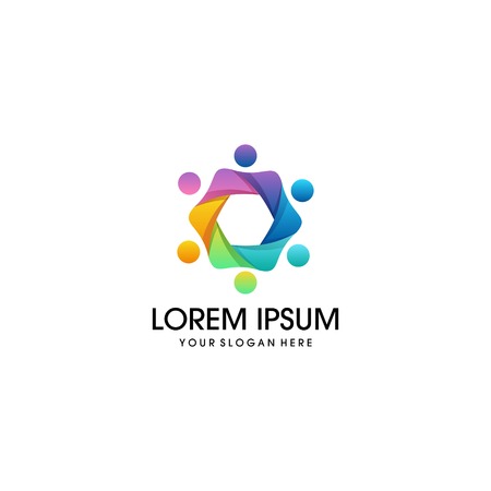 abstract people community  logo design vectorのイラスト素材