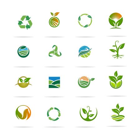 set of nature logo design vectorのイラスト素材