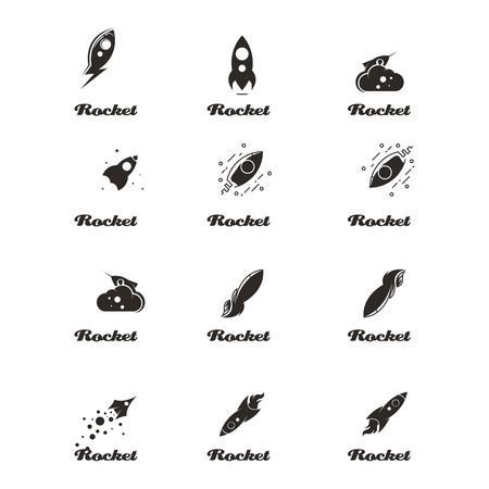 set of rocket modern - logo design vectorのイラスト素材