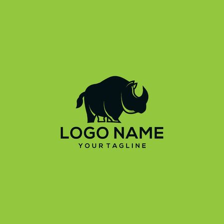 black rhino logo design vectorのイラスト素材