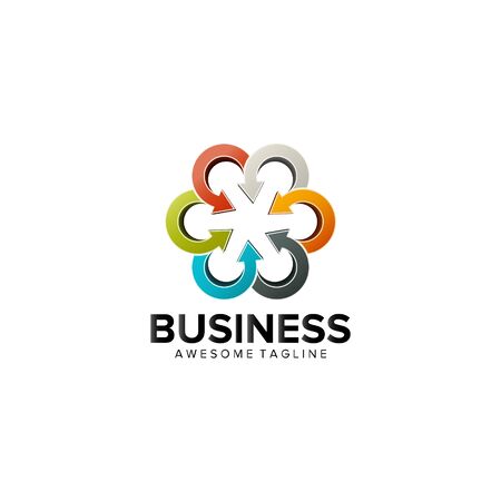abstract flower arrow logo design vectorのイラスト素材