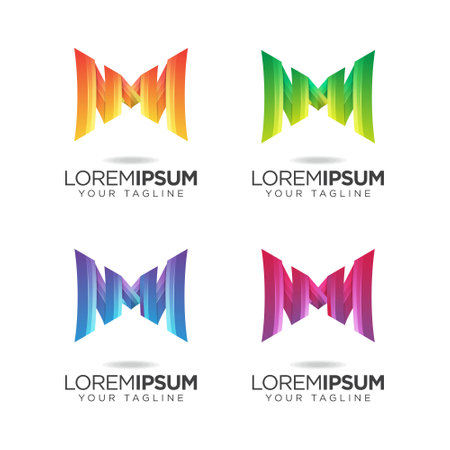 abstract M letter logo design vectorのイラスト素材