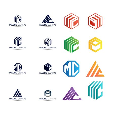 set of MC letter logo design template vectorのイラスト素材