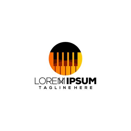circle piano logo design vectorのイラスト素材