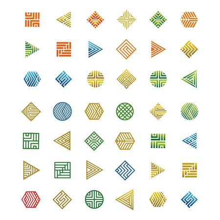set of abstract geometric coloured - logo design vectorのイラスト素材