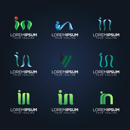set of in letter  logo design vector templateのイラスト素材