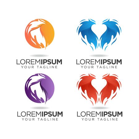 abstract eagle set logo design vector templateのイラスト素材