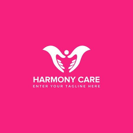 harmony care with hand people logo design vector templateのイラスト素材