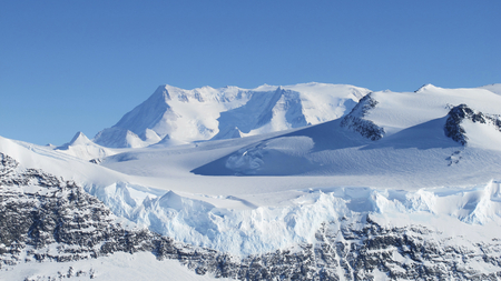 Ice on the Ellsworth Range in Antarctica as seen from the IceBridge DC-8 on Oct. 22, 2012. This image furnished by NASAのeditorial素材