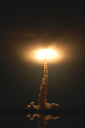 Space shuttle Endeavour lifts off Launch Pad 39A at NASA's Kennedy Space Center on the STS-123 mission. This image furnished by NASAのeditorial素材