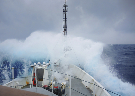 Ship in a storm in the Sargasso Sea. This image furnished by NASAのeditorial素材