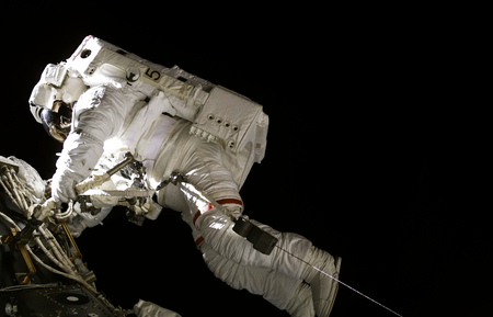Astronaut Michael E. Lopez-Alegria during EVA 8 on Expedition 14 .This image furnished by NASAのeditorial素材