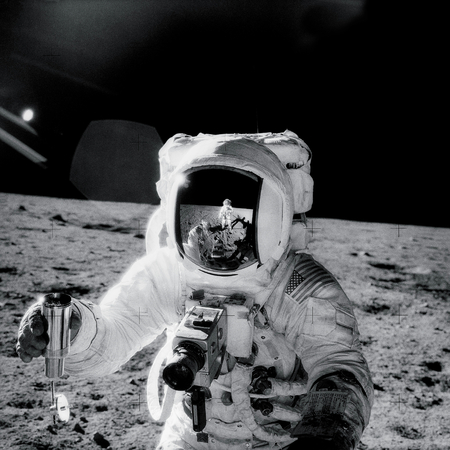 Astronaut Alan Bean holds Special Environmental Sample Container.This image furnished by NASAのeditorial素材