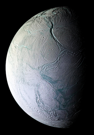 Stunning mosaic of this geologically active moon of Saturn. This image furnished by NASAのeditorial素材