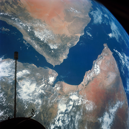 Arabian Peninsula and northeast Africa as seen from the orbiting Gemini-11. Original from NASA. Digitally enhanced by rawpixel.のeditorial素材