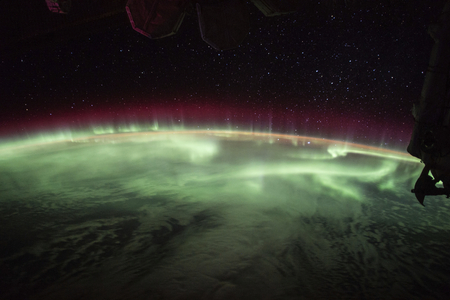 The Earths aurora was take on board the International Space Station on June 25, 2017.This image furnished by NASAのeditorial素材