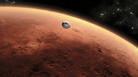 This is an artist's concept of NASA's Mars Science Laboratory spacecraft approaching Mars. This...
