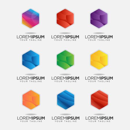 set of abstract hexagon  design vector templateのイラスト素材