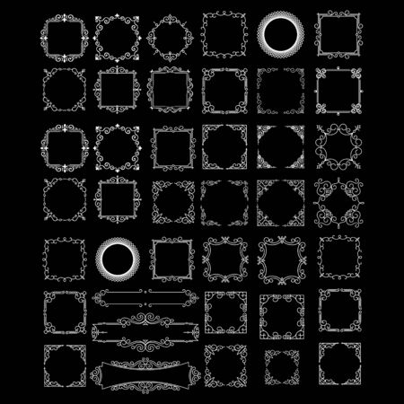 set of premium frame badge ornament design vector templateのイラスト素材